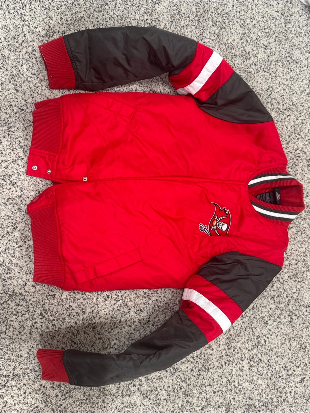 NFL FL Buccaneers Red and Black Bomber Jacket with Team Patch